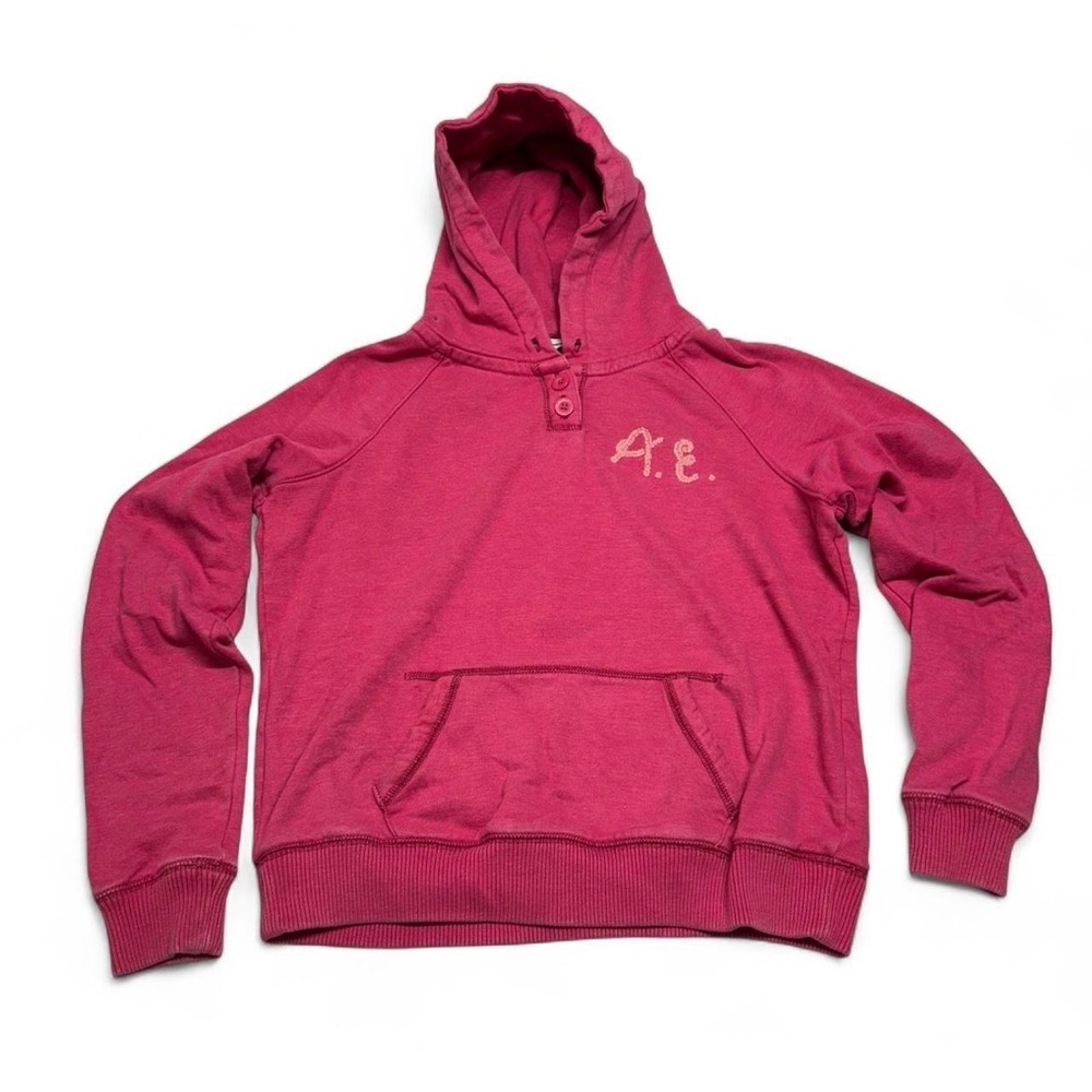 American Eagle Outfitters Pink Henley Hoodie Sweatshirt XL Graphic Back 1977